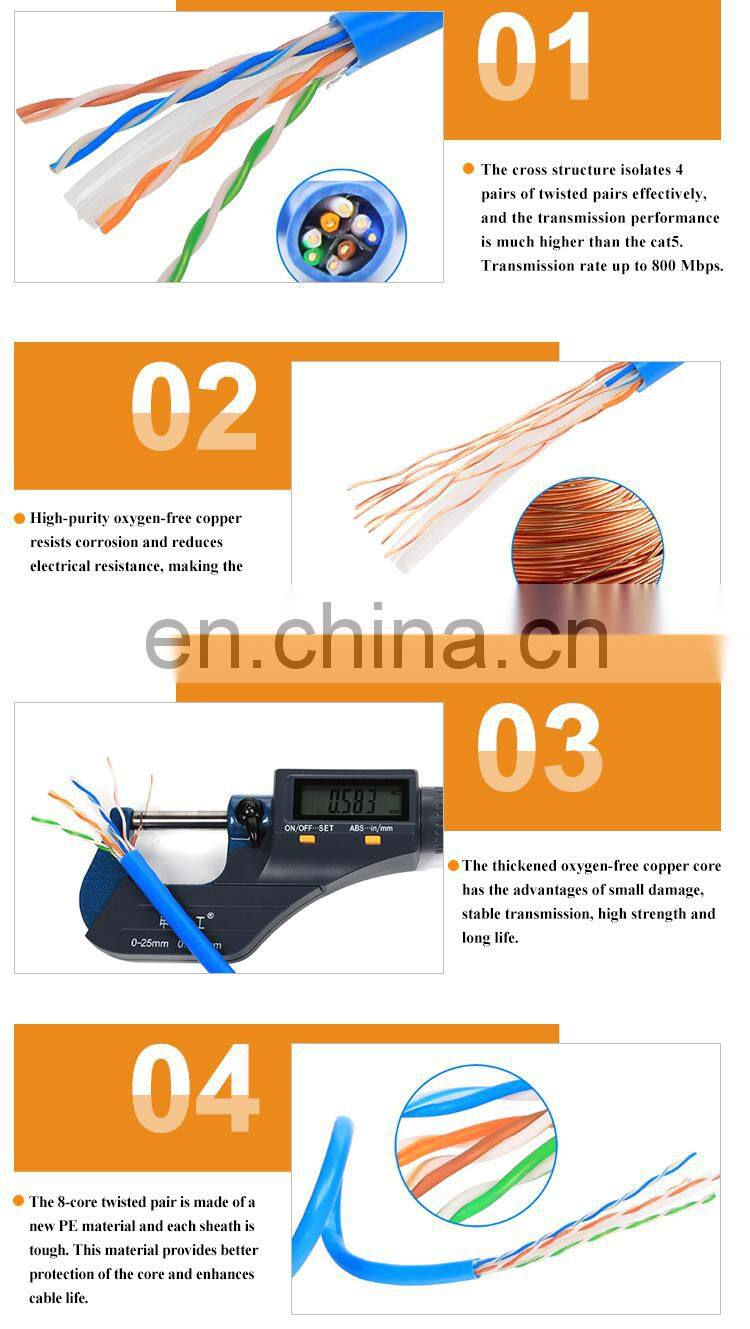 Low moq CCA/copper cat 6e 4 pair networking cable 23awg utp cat 6 ethernet cable