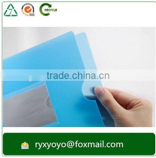 Transparent glossy polypropylene plastic a4 size L shape clear folder