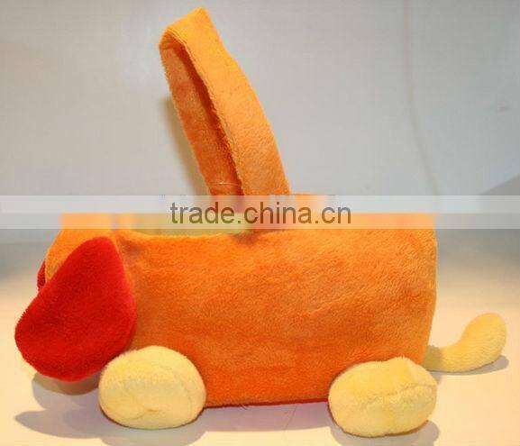 New 12" Dan Dee Plush Puppy Dog Orange/Red Easter Basket Stuffed DanDee Soft