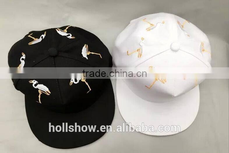 Latest Design Cute Animal Red-crowned Crane Embroideried Man Women Lovers Flat Snapback Hats