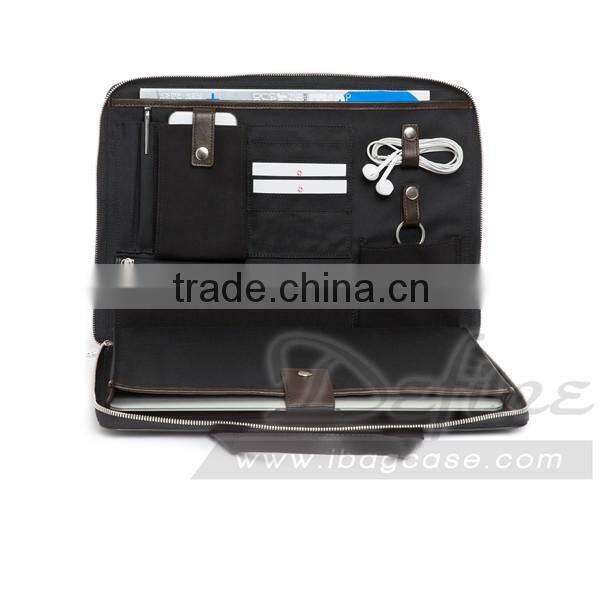 China Direct Supplier Zipper Leather Portfolio Bag Best Selling
