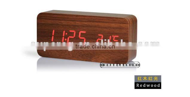new fashion table clocks Control Sensing Alarm Temp dual Display Electronic LED Clock Vintage Wooden Digital Alarm Clock
