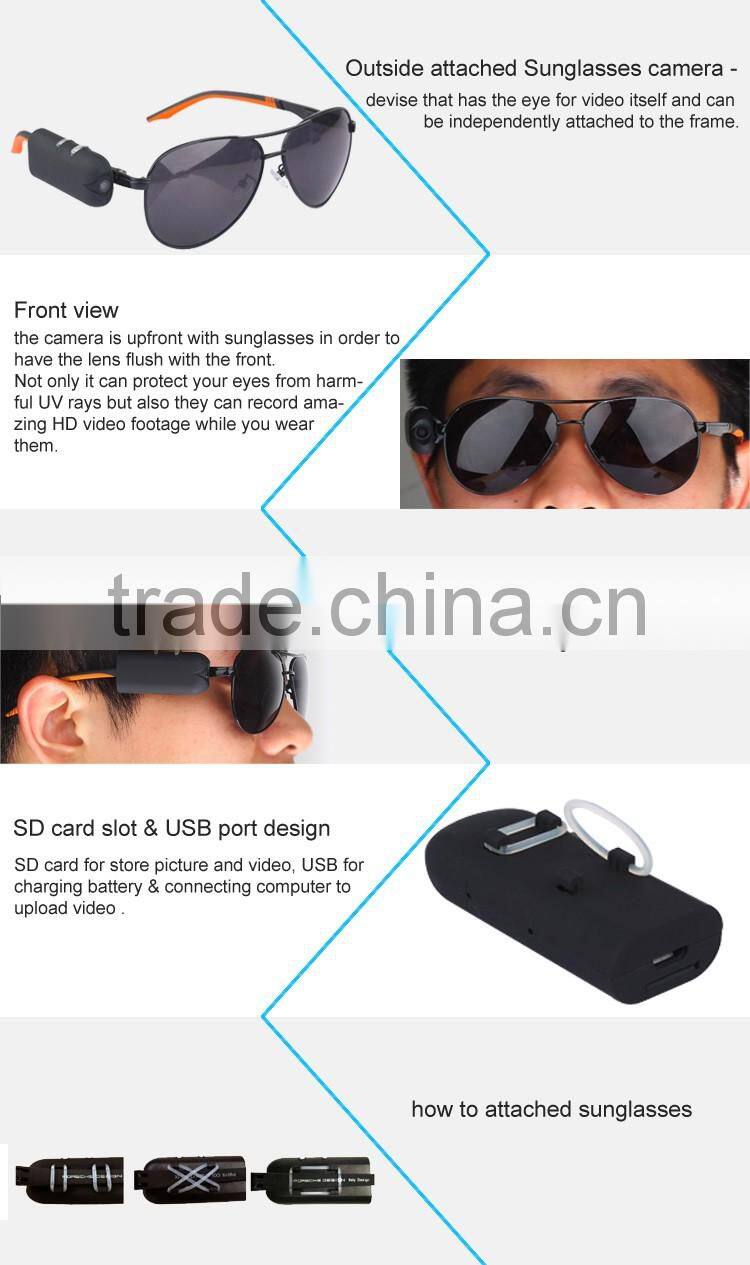 Pro outdoor sports hd 1080p sunglasses camera with remote control