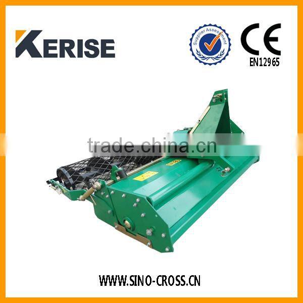 Tractor mounted rotary tiller stone burier