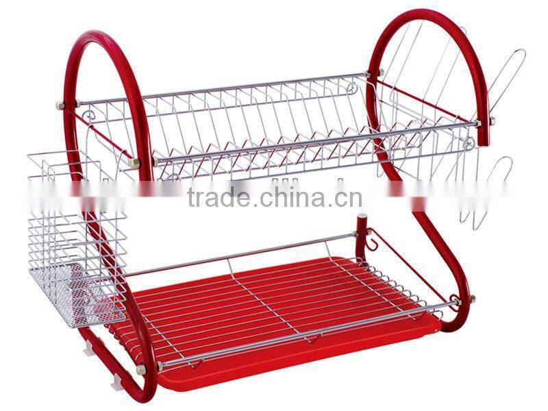 Anti-rust Two Tier Metal Wire kitchen dish holder stand