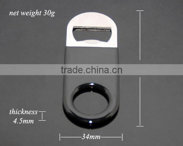 Small Is Beautiful Portable Pocket Black Soft PVC Coated Stainless Steel Metal Wholesale Bottle Opener