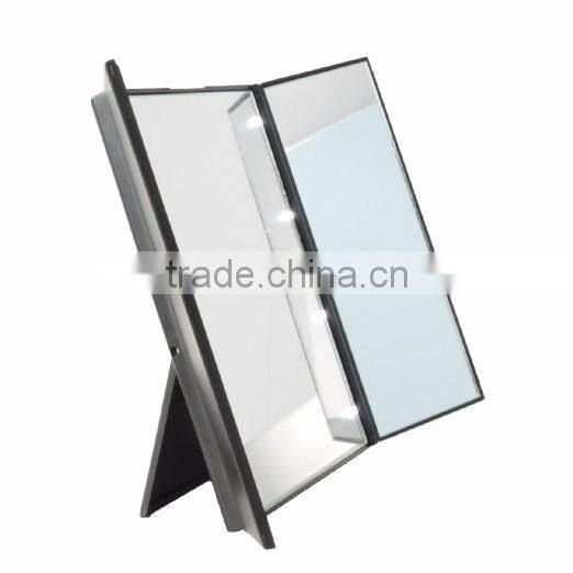 New arrival Tri-Fold Mirror Travel Mirror Compact Pocket Mirror Makeup with LED