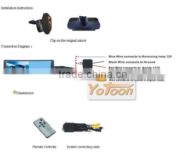 7" TFT Color LCD Screen Car Rear View Mirror Monitor