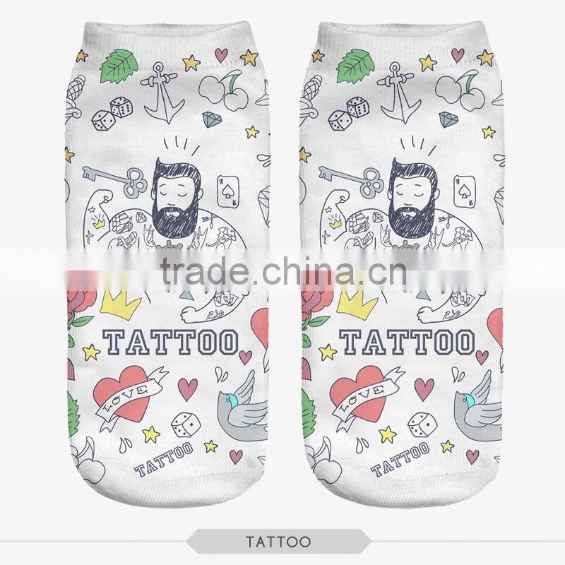 high quality animals 3d digital full print colorful design ankle socks