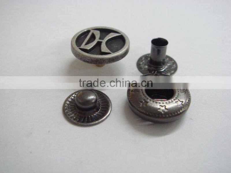 15mm fashion embossed adjust 4 part brass snap button