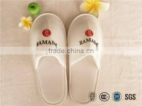 Hotel customized logo printing cotton velour slipper for star hotels bathroom slippers