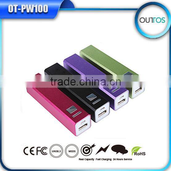 Good quality 2600mah aluminum power bank with led charge indicator