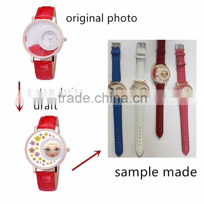 Marble Texture Dial Watch Custom Personalized Soft Leather Female Casual Modern Lady Watch