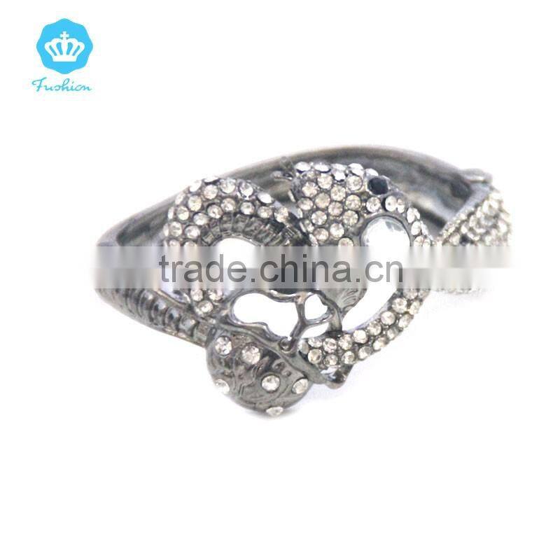 Wholesale men Vintage Silver Plated Zinc Alloy Cobra Snake Skin Bracelets with diamond