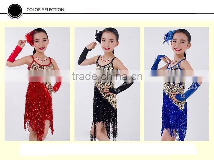 2016 High quality sexy latin dance dress children dancing performance costumes for firls