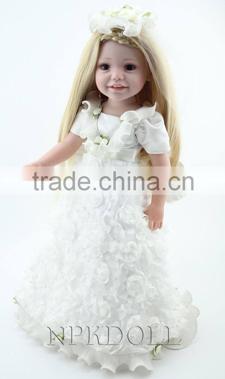 Eco-friendly vinyl baby doll custom american girl doll birthday gift and home decoration 18inch doll american girl