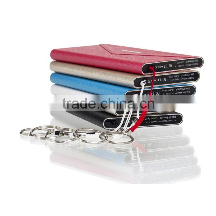 Portable leather Envelope customized logo 3000mah power bank