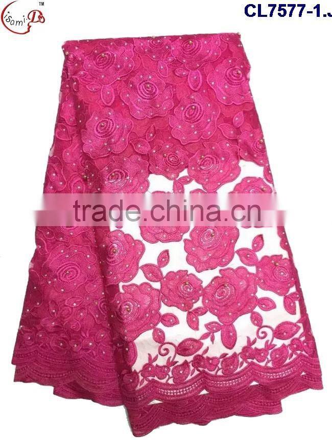 CL7577 2016 Chowleedee High quality Top Fashion Latest Design beaned lace fabric