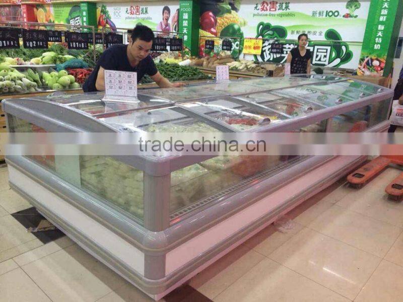 3 meters commercial seafood display freezer for supermarket with remote engine