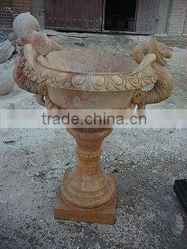 Flower Pots And Planters Hand Sculpture Carving Stone Marble For Resort, House And Garden