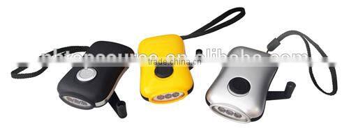 TE337 Topsource High Quality Hand Press Power 2Led Dynamo Flashlight