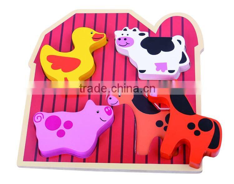 Export Europe Intelligence Farm Animal Assemble 3d Puzzle Wooden Toy