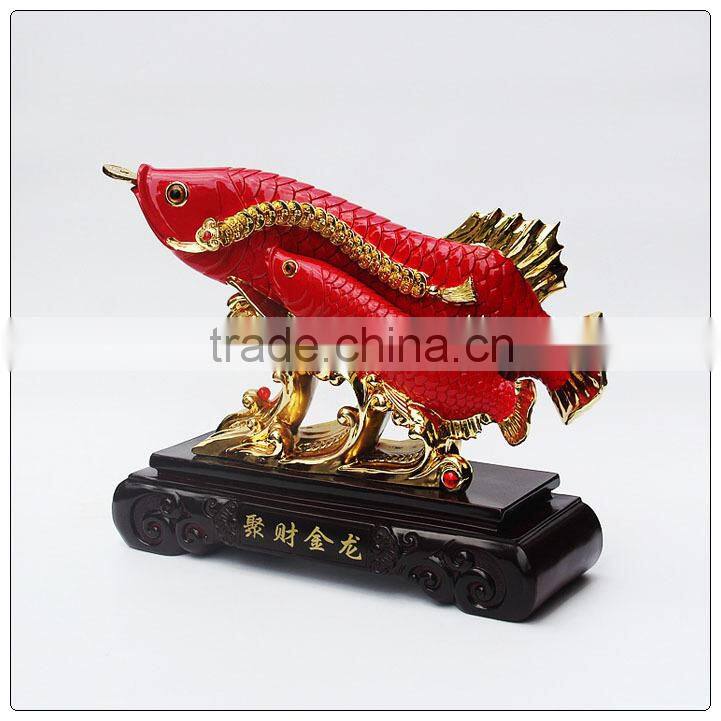 Resin24k golden color Chinese Luckly Golden fish , resin statue