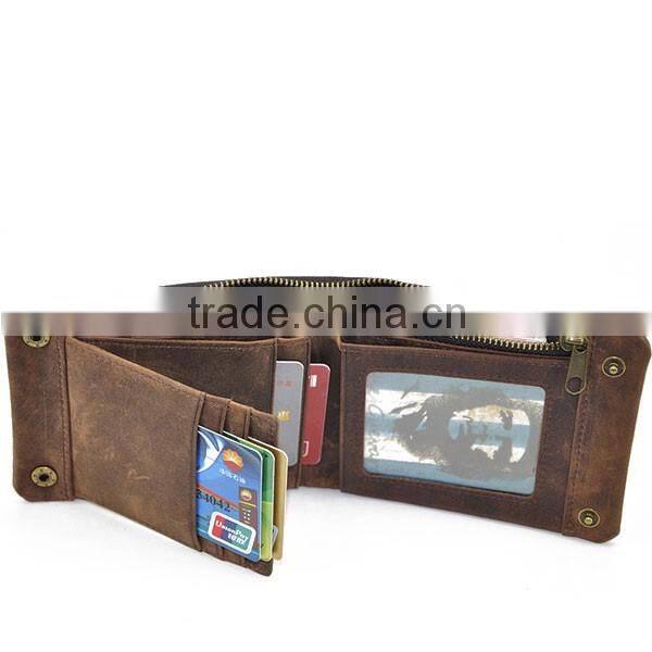 Men Genuine Leather Vintage Bifold Card Case Cash Holder Wallet Purse Snap