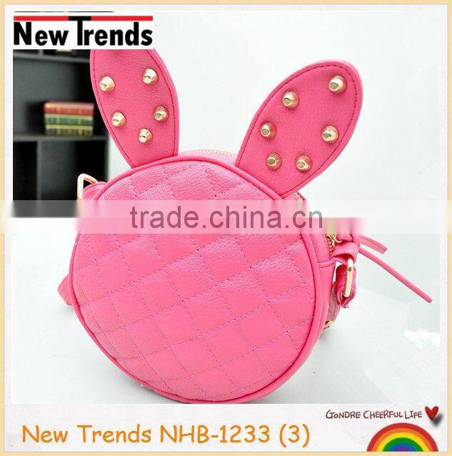Fashion red rabbit shape PU shoulder bag with the studs