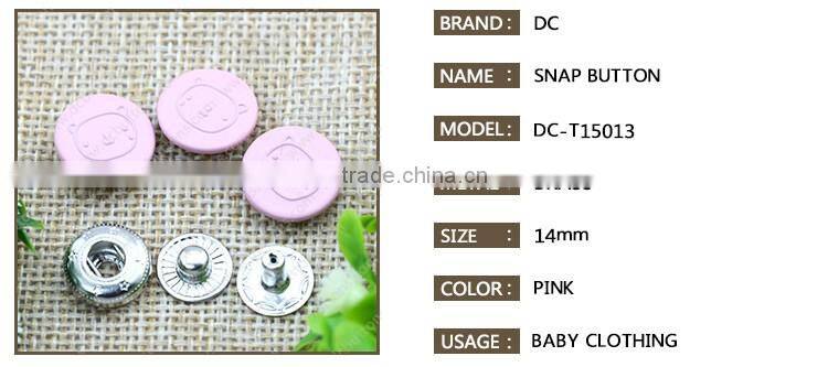 Oeko tex pink color snap button fasterner for baby clothing