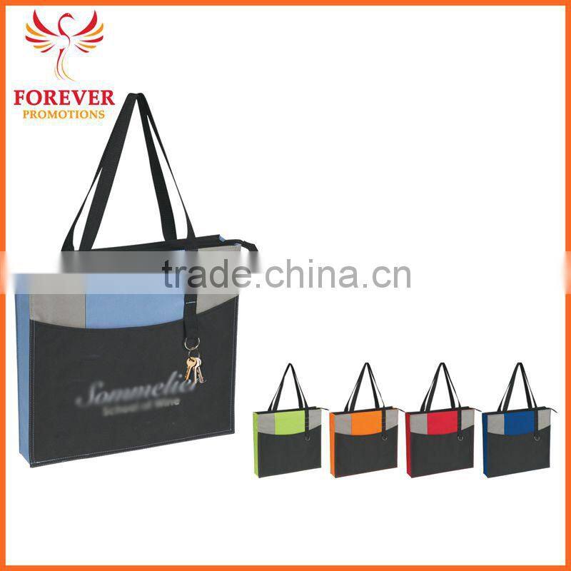 Hot Selling Exposition Conference Tote Bag With Pen Loop And Key Ring