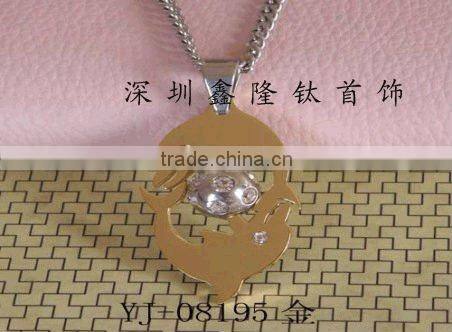 TC64 Stainless Steel Half Heart and Black Dolphin Pendant