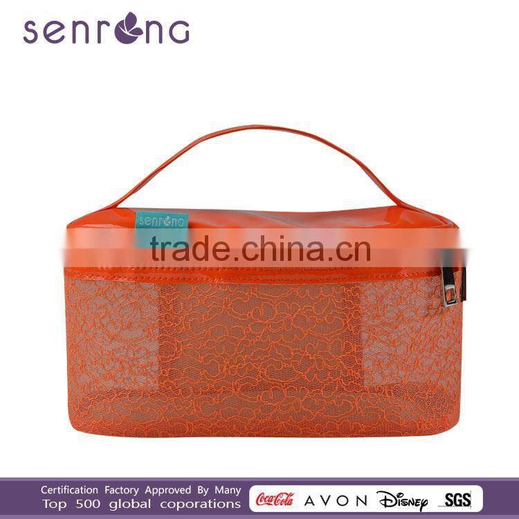 promotional satin cosmetic bag leather studded cosmetic bag