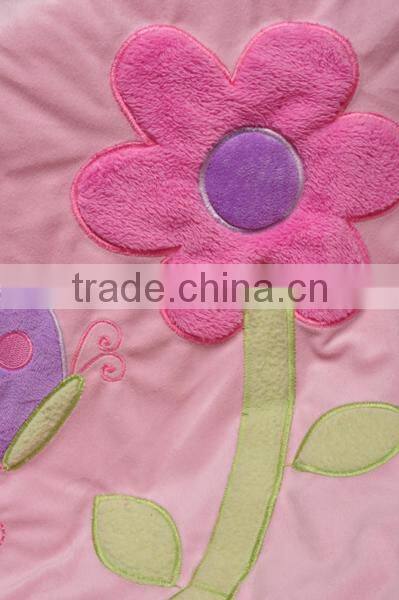 baby blanket Cartoon animal embroidered kids coral fleece blanket with bright color