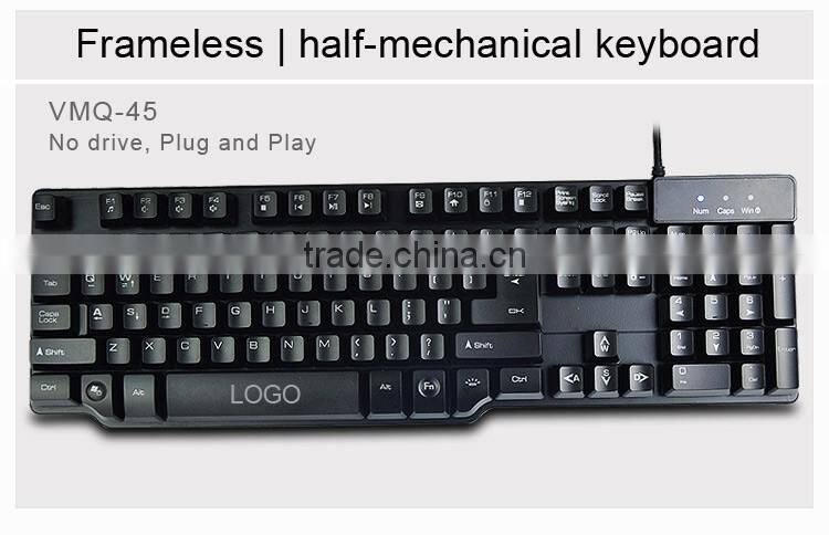 3 LED backlit colors computer keyboard half-mechanical keyboard feel