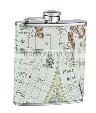 promotional 6oz,7oz,8oz stainless steel hip flask/whisky flask/liquor hip flask with leather cover