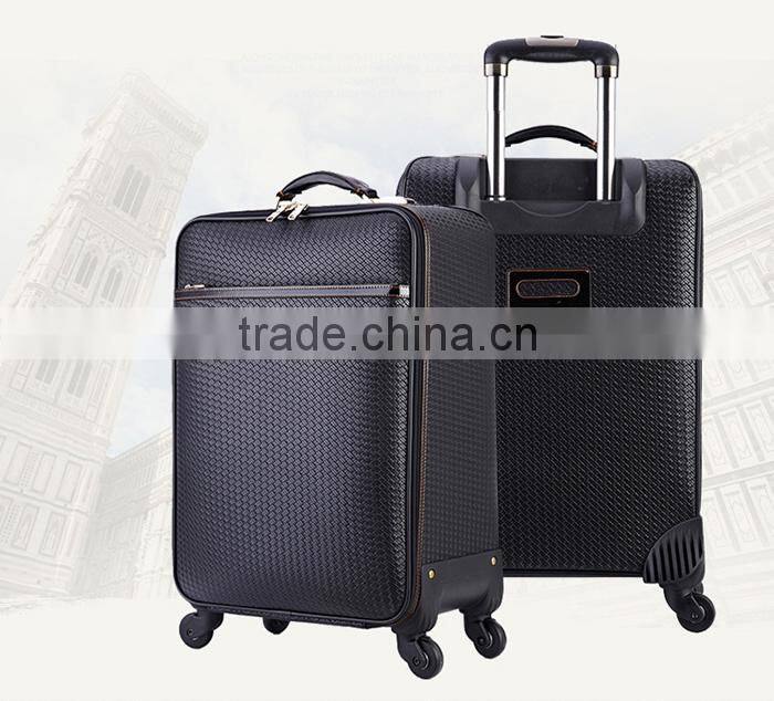 new products faddish design heavy-duty PU leather luggage trolley bag