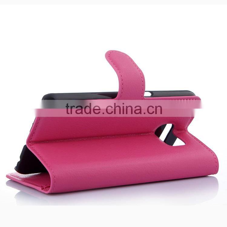 Factory Price Lichee Leather Pouch Wallet Case Folio Stand Cover Case for Samsung GALAXY S6 edge