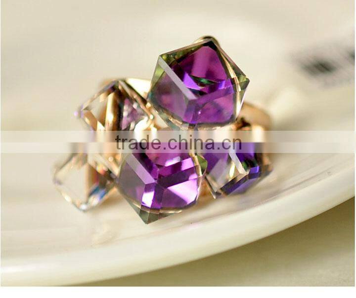 Korean Magic Cubic Zircon Exaggerated Gold Plated Luxury Ring Jewelry For Lady