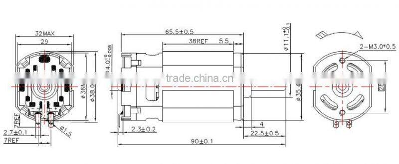 24V dc Power brush motor