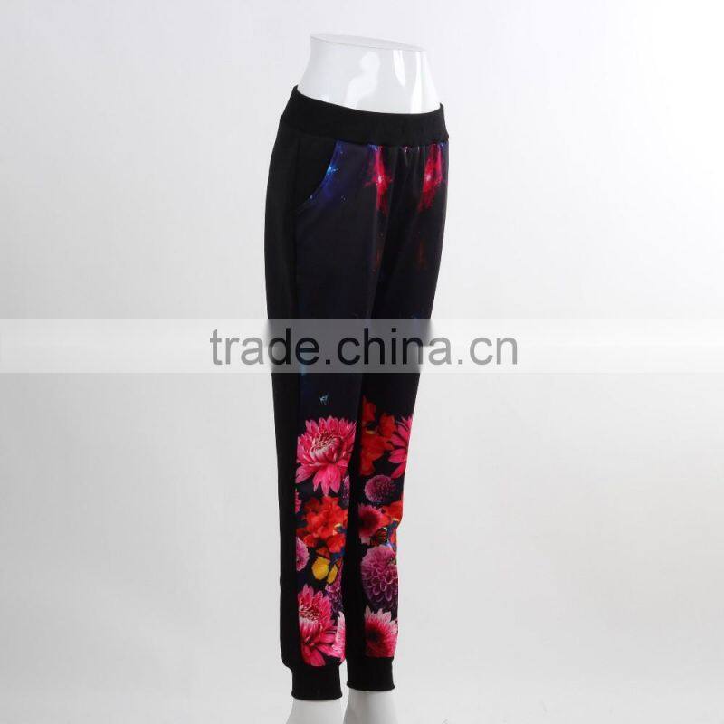 F5W30177 Women Fashion Jogger Pants Wholesale Cheap 100% Cotton Pants Printing