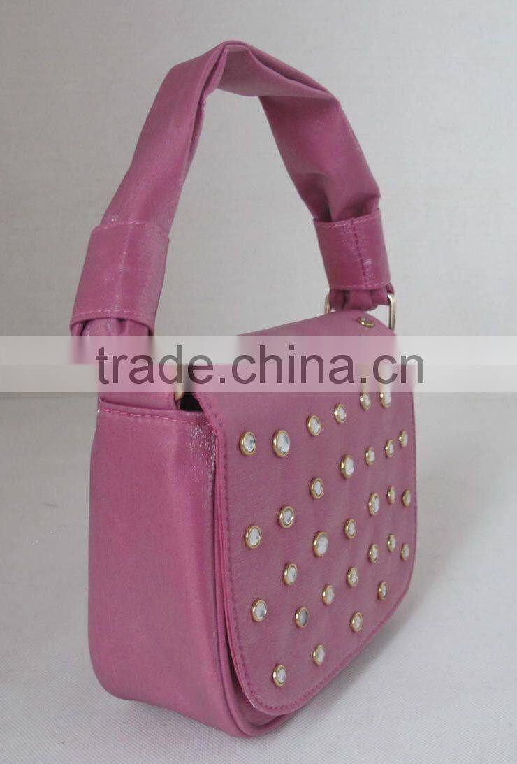 Cute satin clutch bag, diamond evening bag