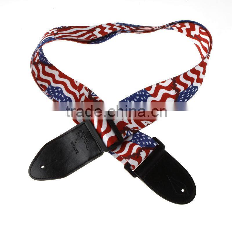 Adjustable Buckle Electric Guitar Acoustic Strap American Flag Print