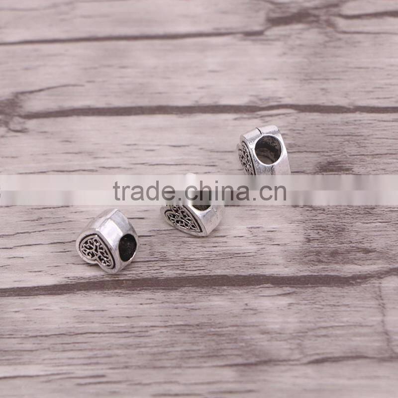 Tibetan Silver Big hole Heart Bead Fit For European Bracelets