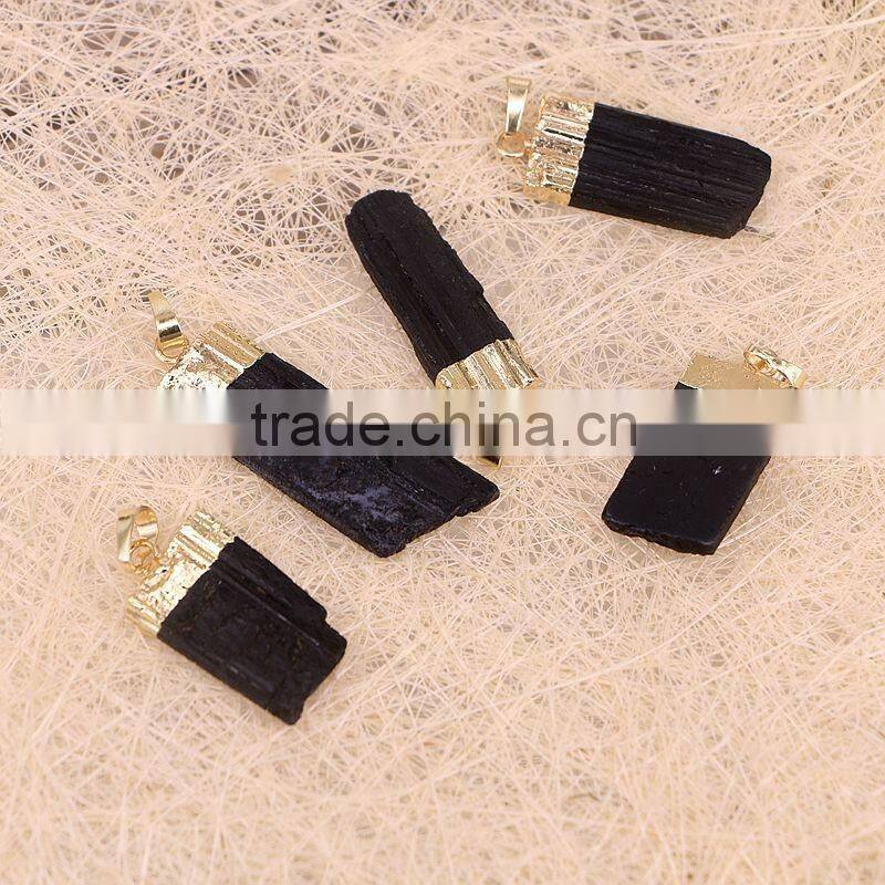 Natural black Tourmaline Druzy Pendant Simple Design Jewelry Pendant For Men or Women