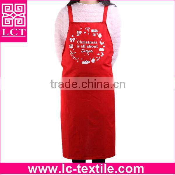 Newest solid red colored 100% cottton kitchen cooking christmas apron