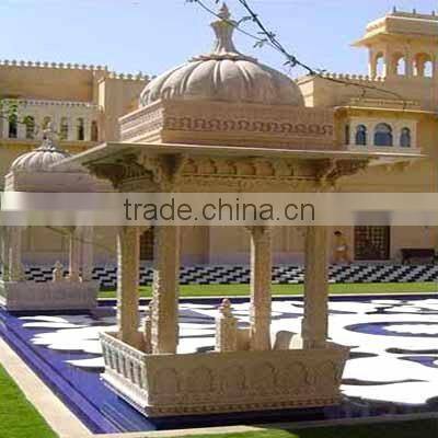 New Design sandstone carving yellow gazebo , Outdoor marble gazebo