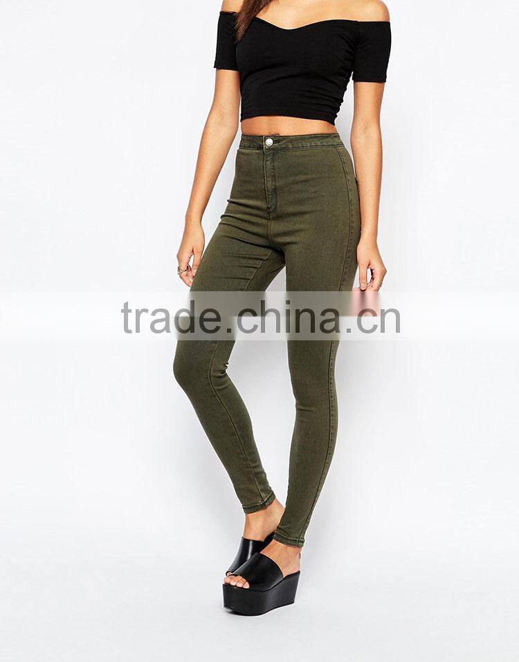 Alibaba China Supplier navy high waist tight women jeans wholesale 2016