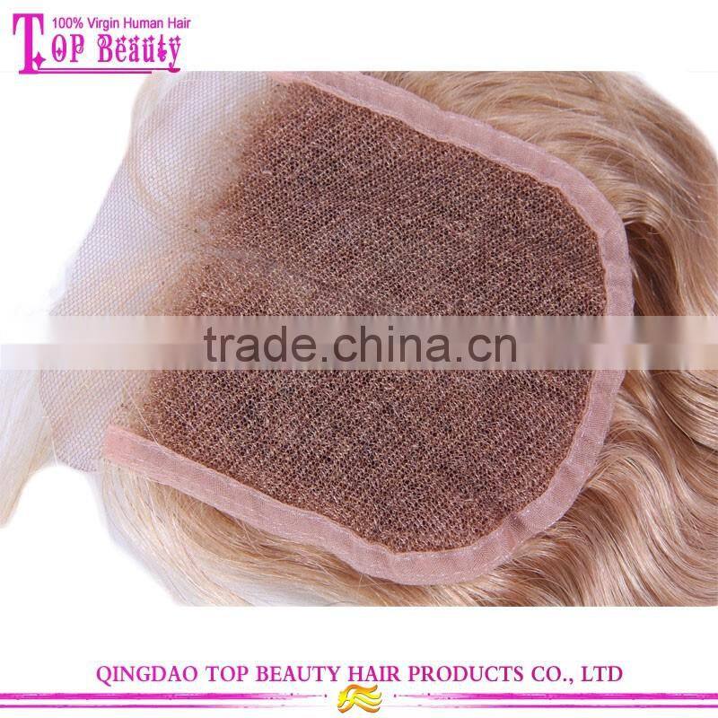 Wholesale Top Quality Blonde Body Wave Hair Closure Piece Large Stock Blonde Silk Top Closure