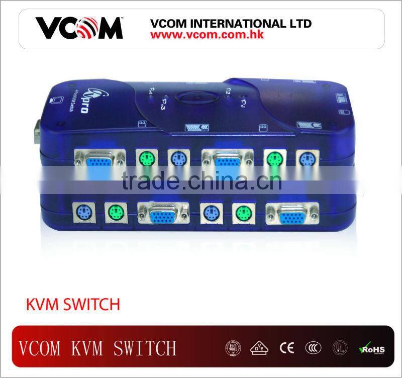 VCOM high quality For VGA Keyboard/Mouse Auto KVM Switch 1 to 4 ports